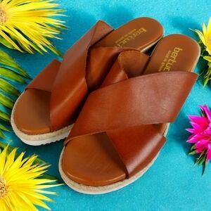 Bertuchi Women's Sandals Leather Slip On Wedge Brown Women’s Size 7.5" US/38 EU